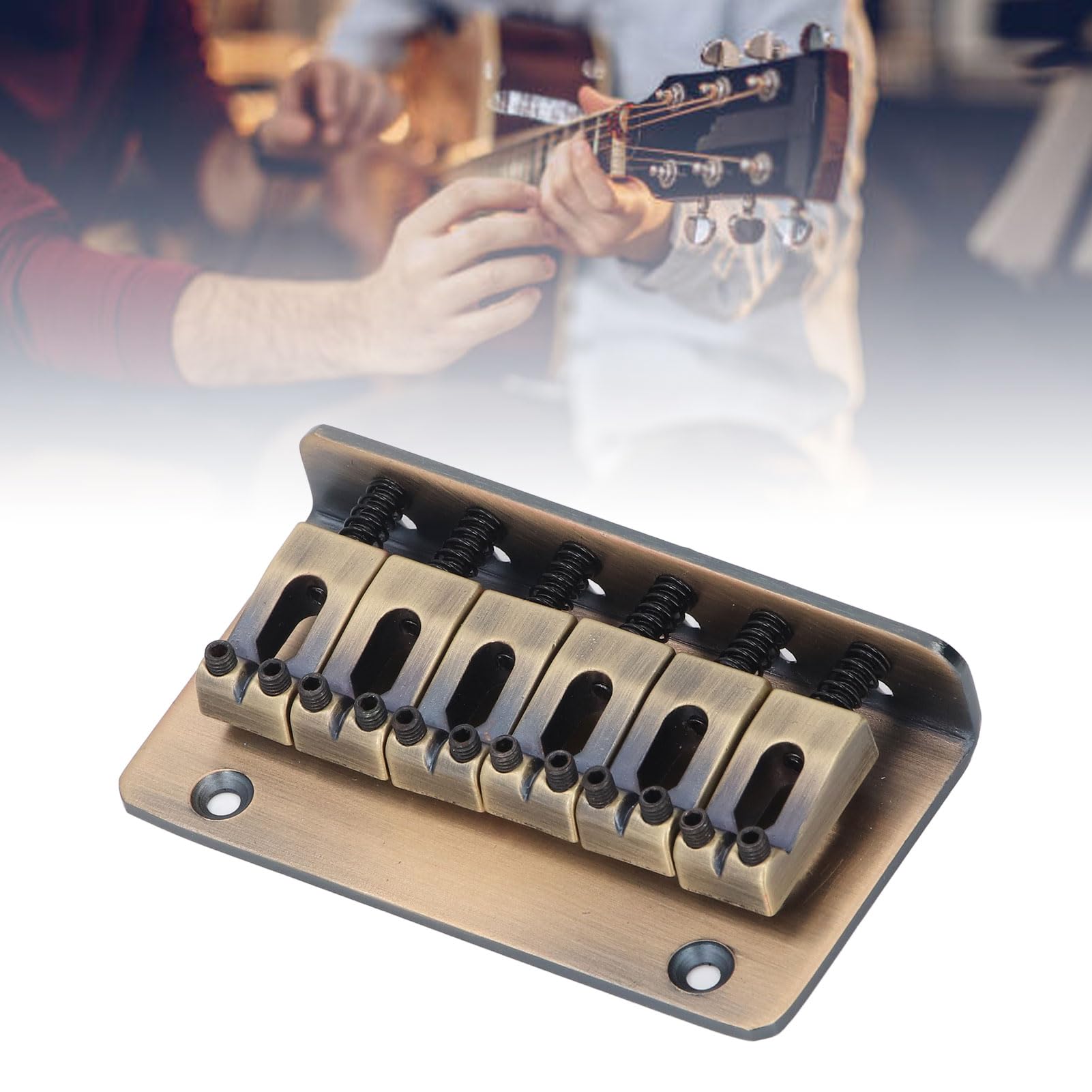 Alloy Guitar Bridge, 73mm Bronze Colour Musical String Saddle Bridge 6 String Bridge - Image 2