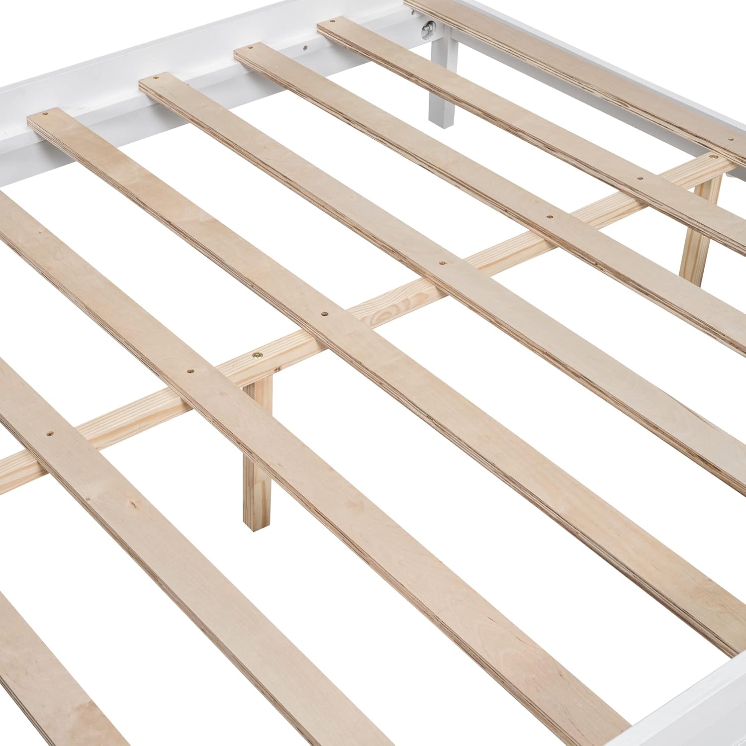 Queen Size Canopy Platform Bed Creative Tent Bed with Headboard and Footboard, Modern Solid Wood Platform Bed Frame with Sturdy Slat Support Leg for Kids Teens Adults, No Box Spring (White-4)