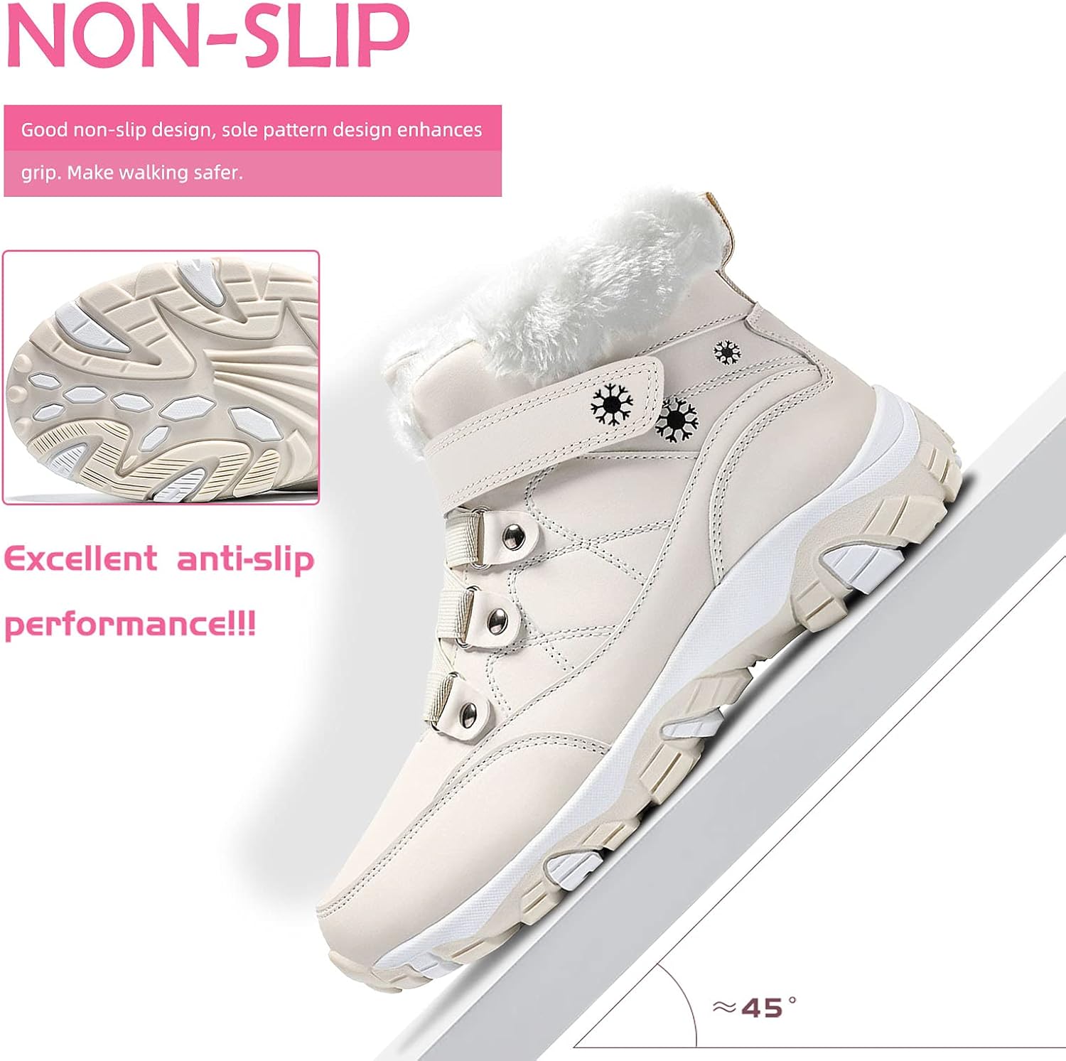 ASHION Womens Snow Boots Warm Fur Lined Winter Boots Comfortable Ankle Booties Outdoor Hiking Boots for Women - Image 5