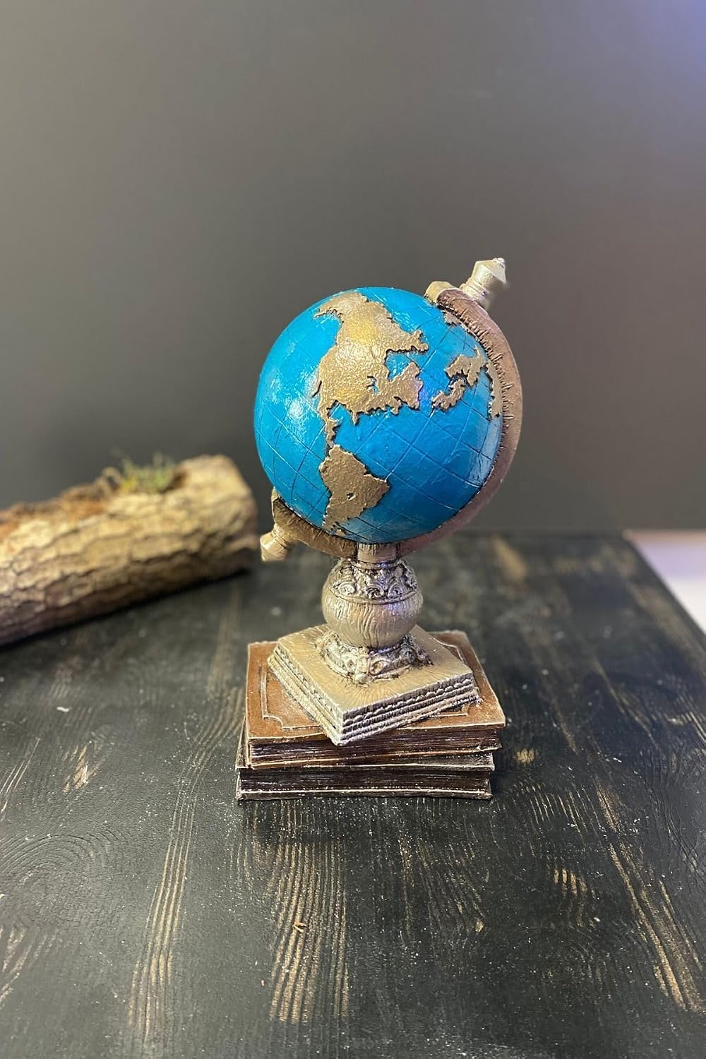 Decorative World Globe Set 2 pcs Turquoise Polyester Tabletop Decor - Turquoise