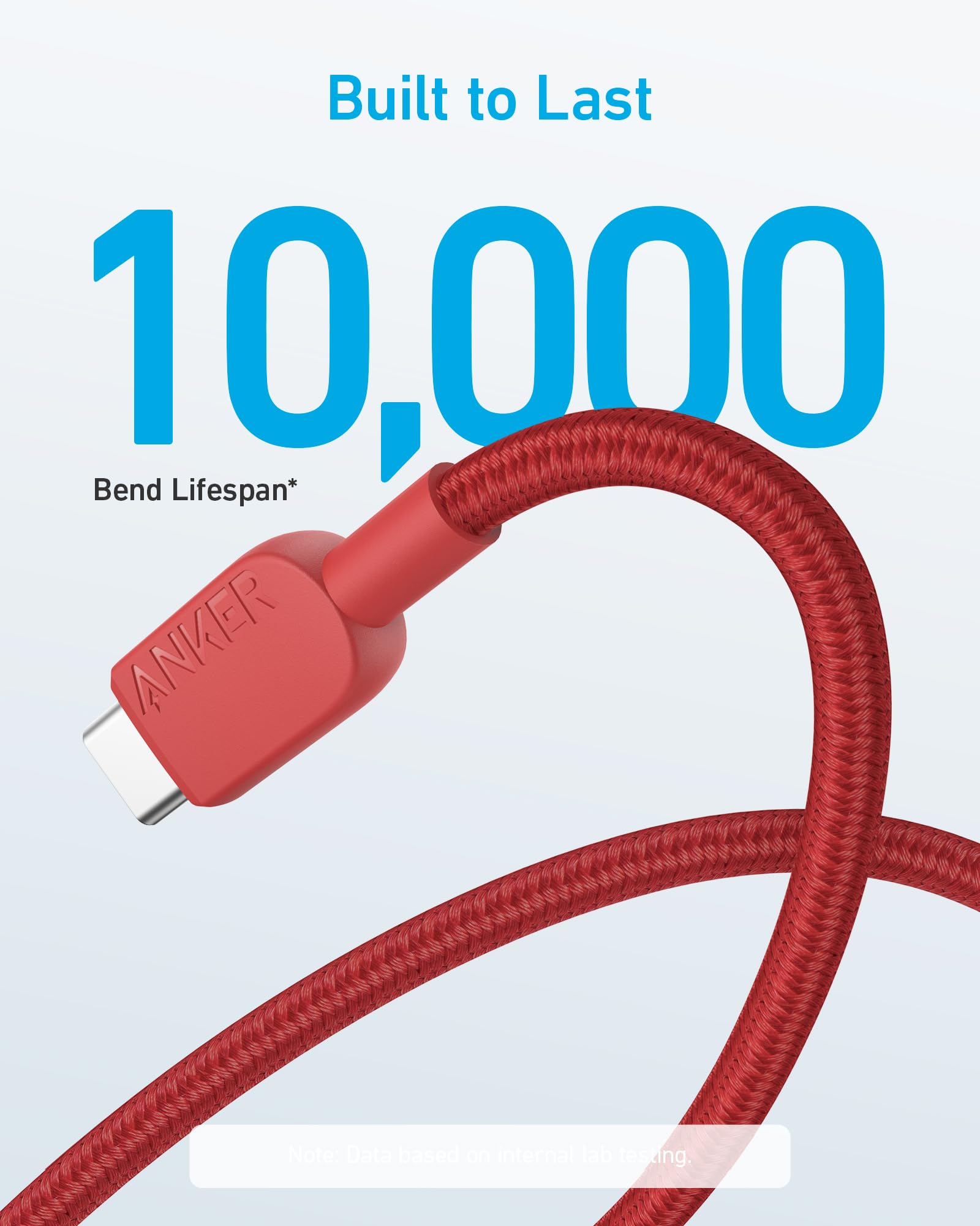 Anker Cavo USB A a USB C, cavo di ricarica (confezione da 2, 3 m, rosso) | Per iPhone serie 17, Samsung Galaxy Note10 / S10+ / S10, LG V30 e altri