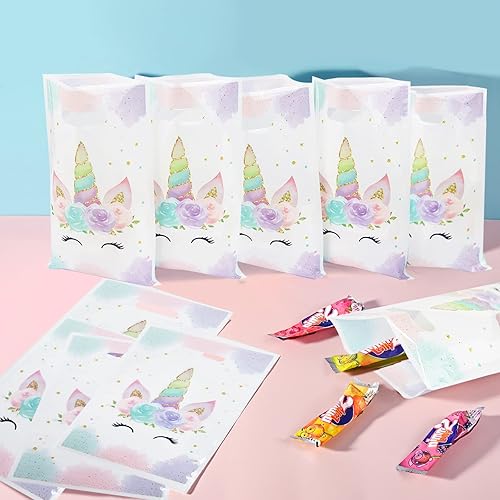Miniatura 4 de DaiUni 30 bolsas de regalo de unicornios con asas para cumpleaños de niños