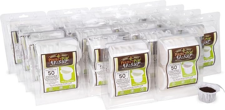 Perfect Pod EZ-Cup Paper Filters with Lid for Reusable Coffee Pods, 150 Ct