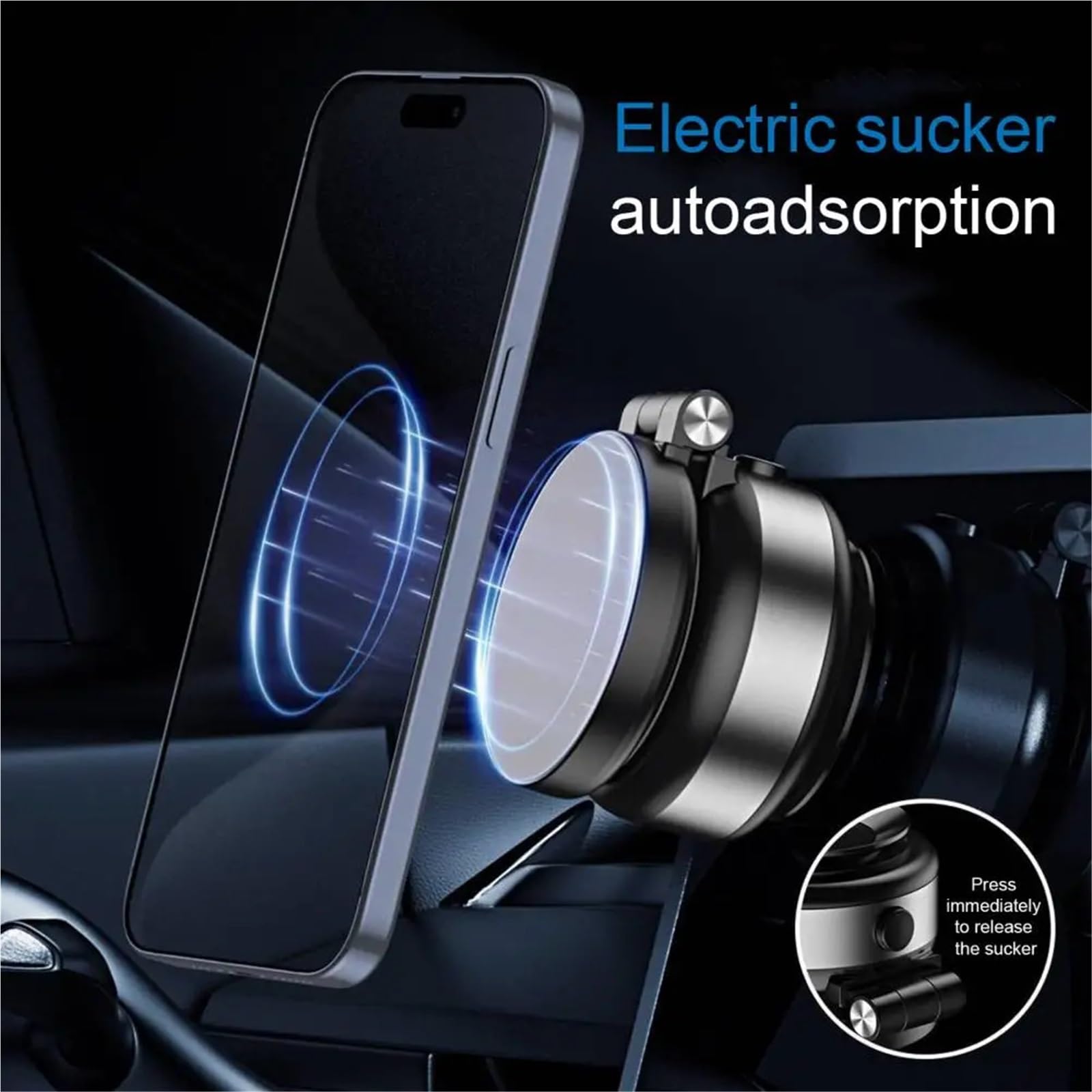 Accesorios Coche Supporto per Telefono Automatico a Ventosa Potente Supporto per Telefono Magnetico per Auto a Ventosa elettrica con Rotazione di 360 Gradi Supporto Telefono Auto