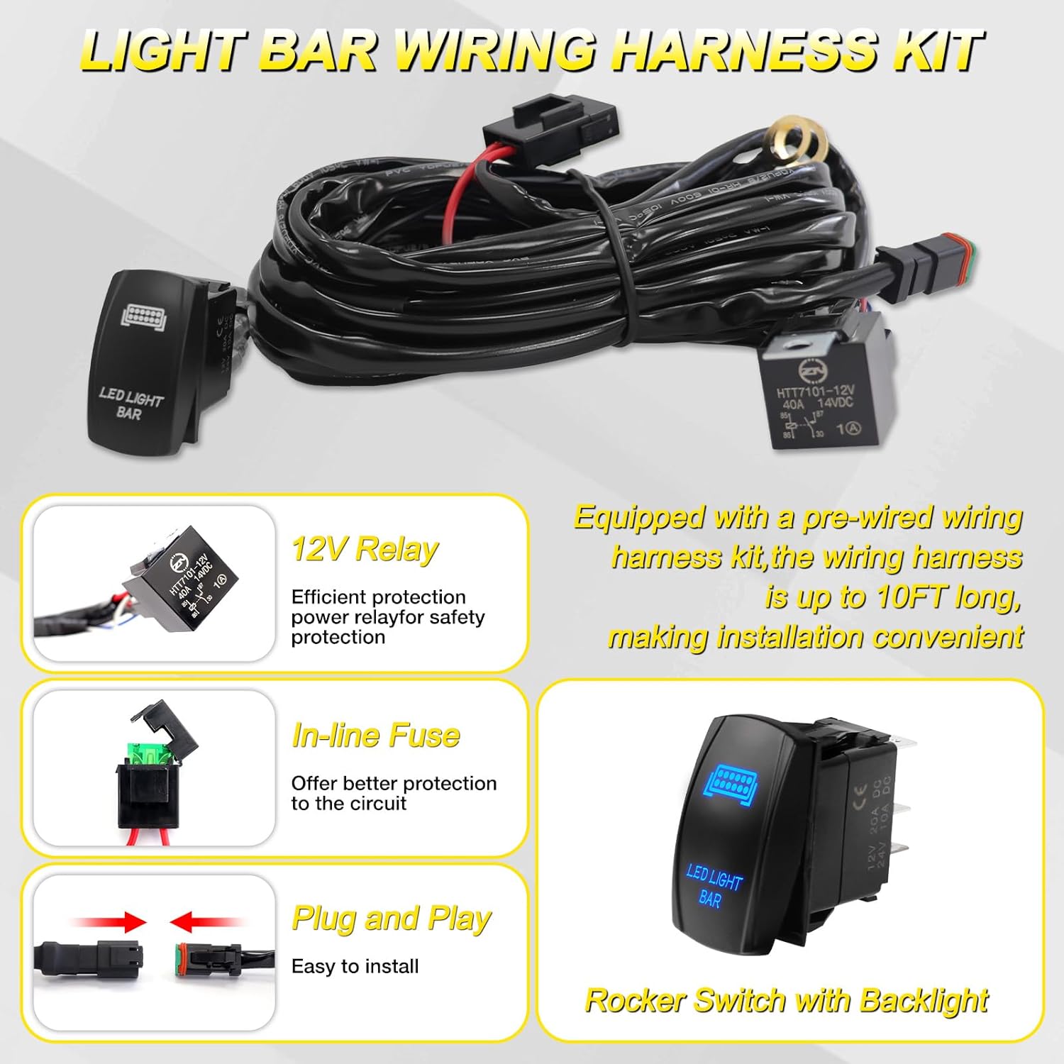 Can Am X3 Yellow Shock Tower Light Bar with Mount Bracket,60W 6000LM Light Bar Kit with Rocker Switch Wiring Harness Compatible with Can-Am Maverick X3 & X3 Max X RS Turbo R