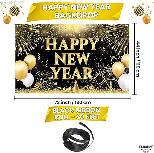 Miniatura 4 de KatchOn Cartel de feliz año nuevo extra grande - 72 x 44 pulgadas  Fondo y decoraciones de Nochevieja 2025