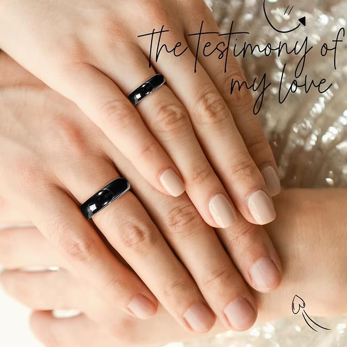 Magnetic Hematite Rings for Women & Men | Anxiety Balance Stone, Absorbs Negative Energy, Healing Jewelry | 6mm Wide, 2.4mm Thick, 2 Pack