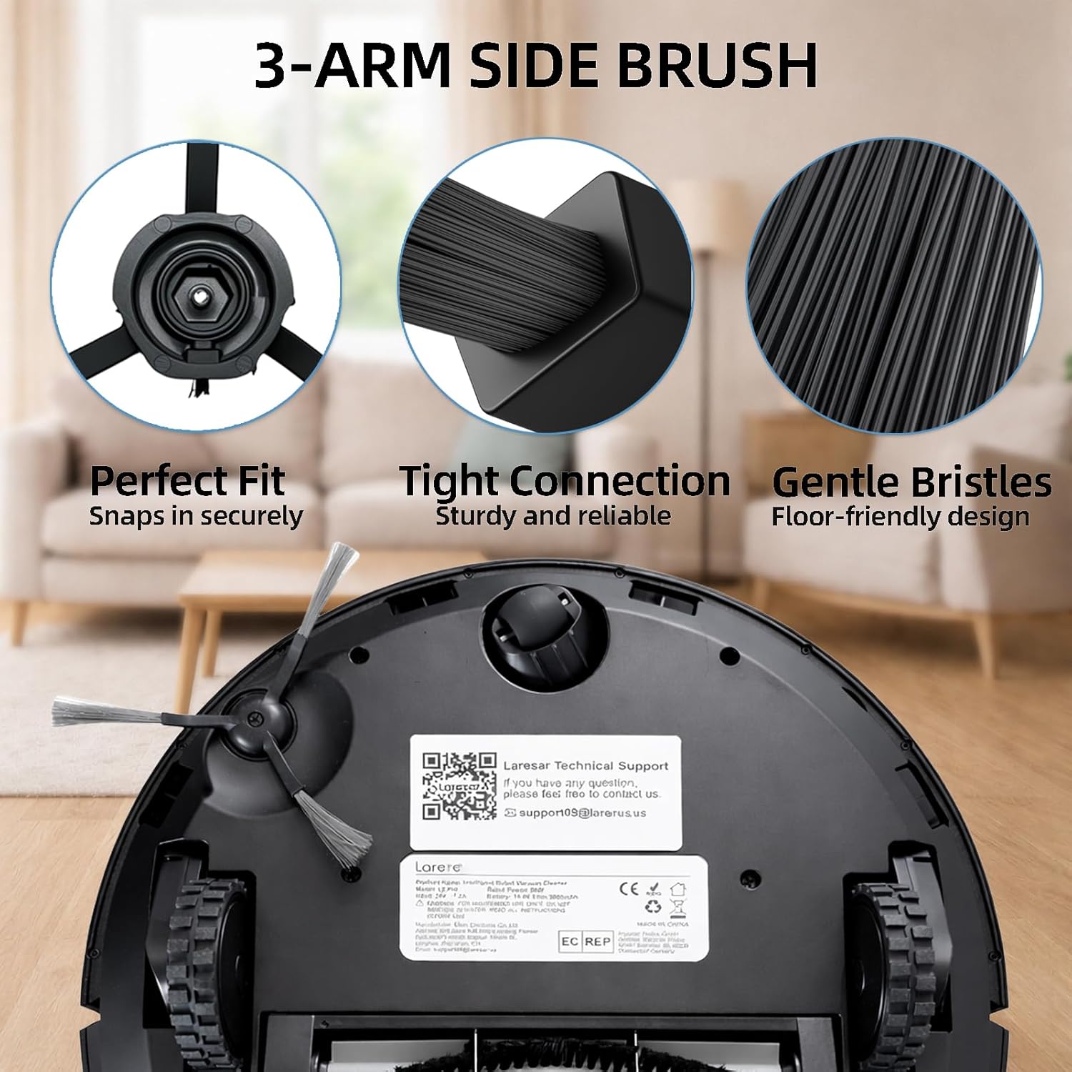 Replacement Parts Kit for HONITURE Q6 Pro, for Laresar L6 Pro, for AIRROBO T10+, for Neabot N2 Robot Vacuum Accessories,2 Main Brush, 4 Side Brush, 4 Hepa Filter, 4 Mop Pad,3 Dust Bag