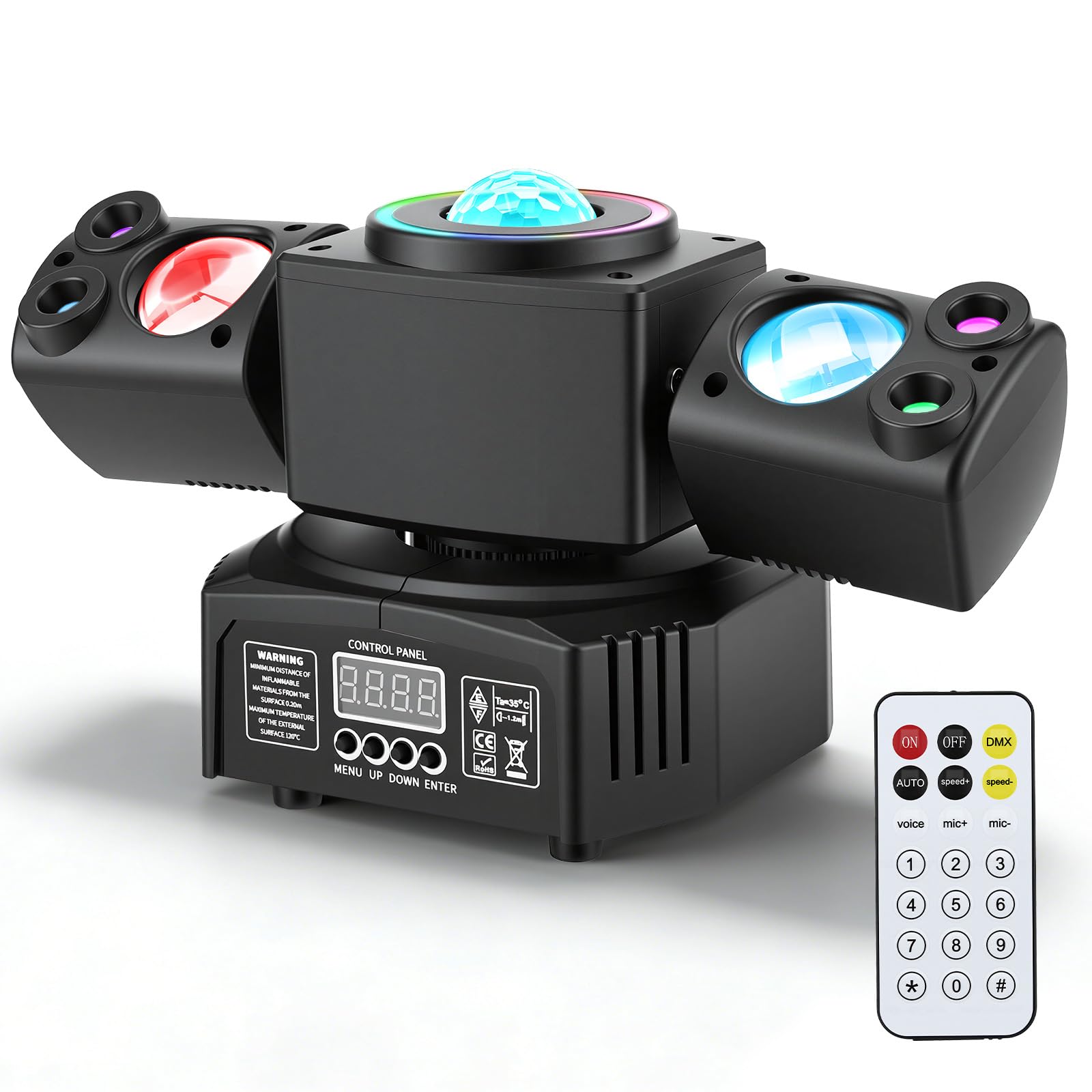 Mini Moving Head Licht mit 2 Köpfen-LED Effektstrahler mit RGB 3535 LEDs & 10W Strobe, LED Strahler Bühnenlicht mit DMX512 & Musiksteuerung, Disco Partylicht für DJ, Bühne, Bar, Hochzeit & Geburtstag