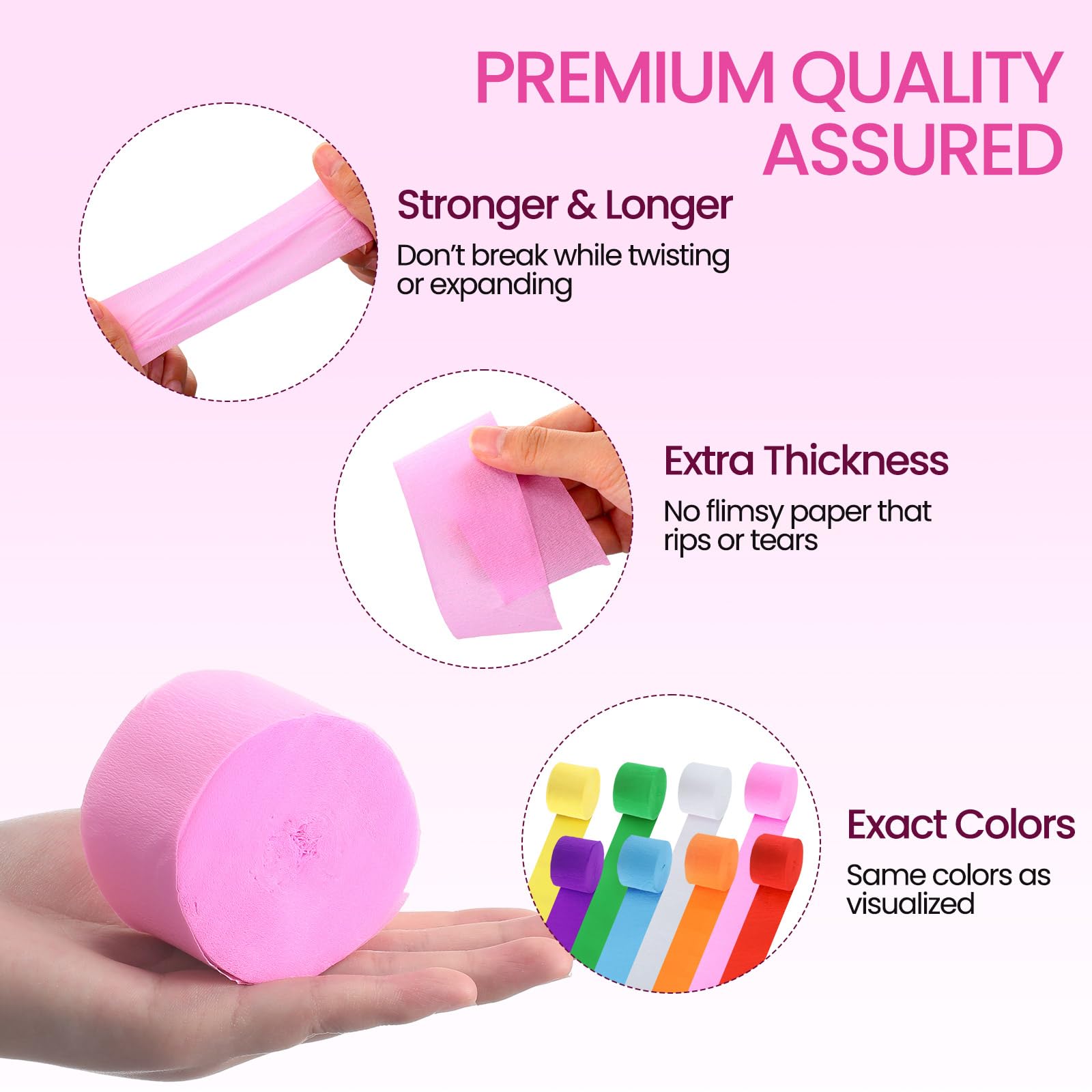 Berlune Lot de 48 rouleaux de papier crépon arc-en-ciel pour décoration de fête, fête d'anniversaire, cérémonie de mariage, fête prénatale, loisirs créatifs