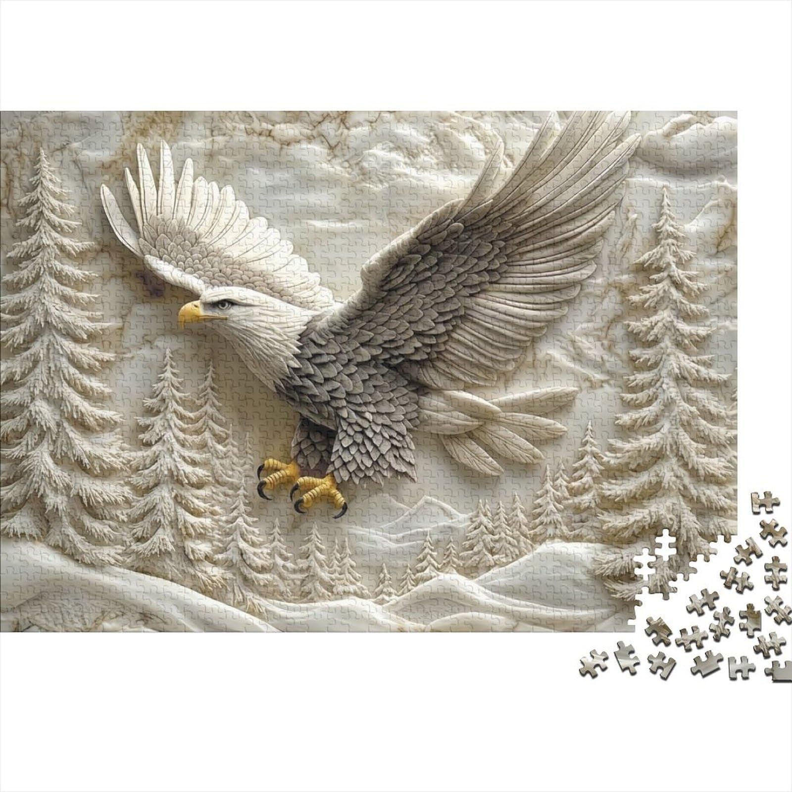 Puzzle de 1000 piezas de águila volando y paisaje forestal en papel de 38x26 cm 8