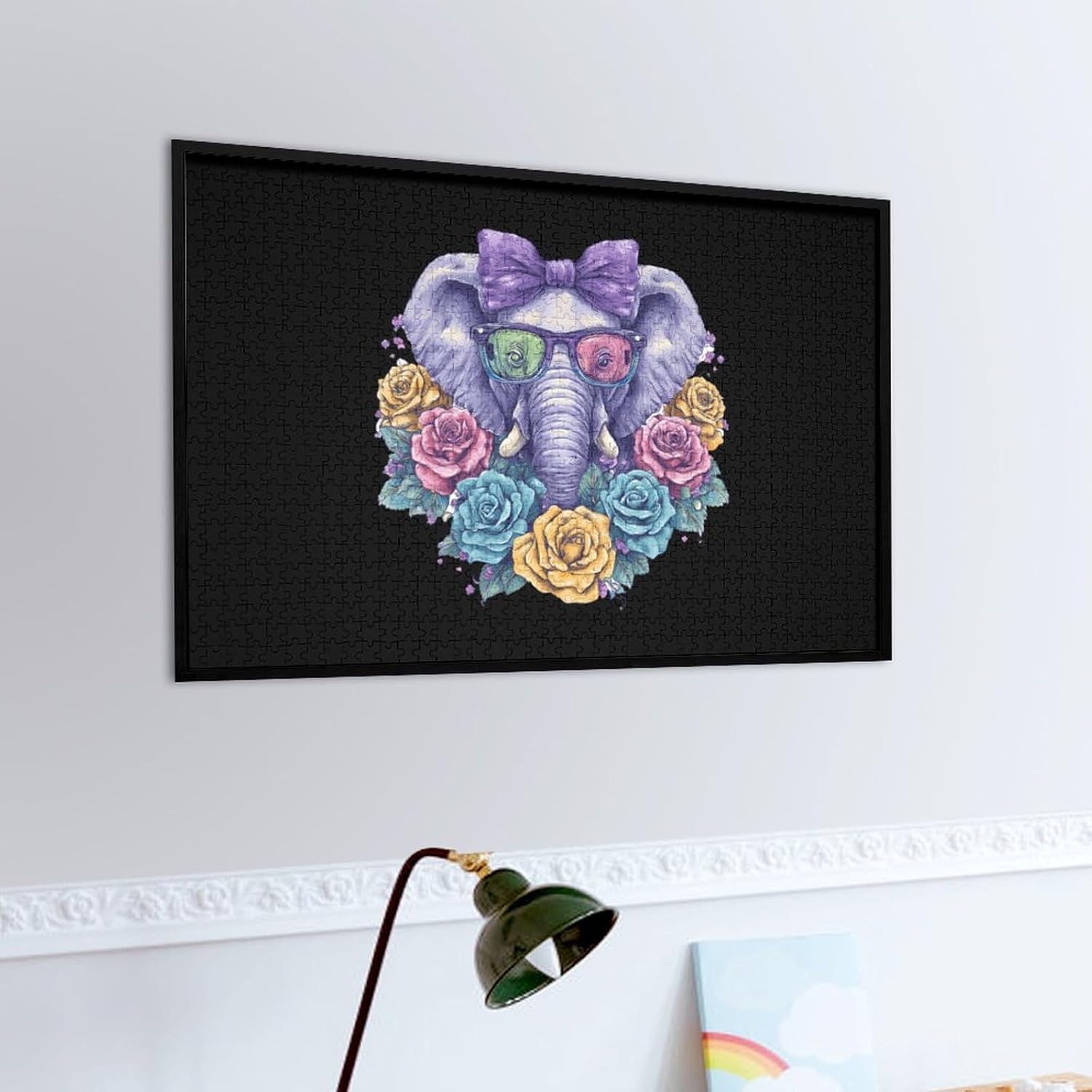 Elephant with Floral Puzzles for Adults 1000 PCS Wooden Jigsaw Puzzle Wall Decor Christmas