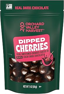 Orchard Valley Harvest Dark Chocolate Dipped Cherries 5 oz (Pack of 1), Made With Real Cherries, Gluten Free, Non-GMO, No Artificial Colors, Stand Up Bag, On-The-Go Snack For The Whole Family