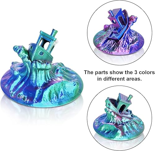 Miniatura 3 de Yousu - Filamento sedoso de ácido poliláctico, triple color, 116 de pulgada, para impresora 3D, 2.2 libras, rojo rosado + azul + verde