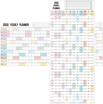 Yearly Wall Calendar 2026 Dry Erase Calendar for Wall, Large Reversible Erasable Laminated Full Year Wall Calendar One Page, Horizontal/Vertical, 17"X 40" Open, Rolled in Tube