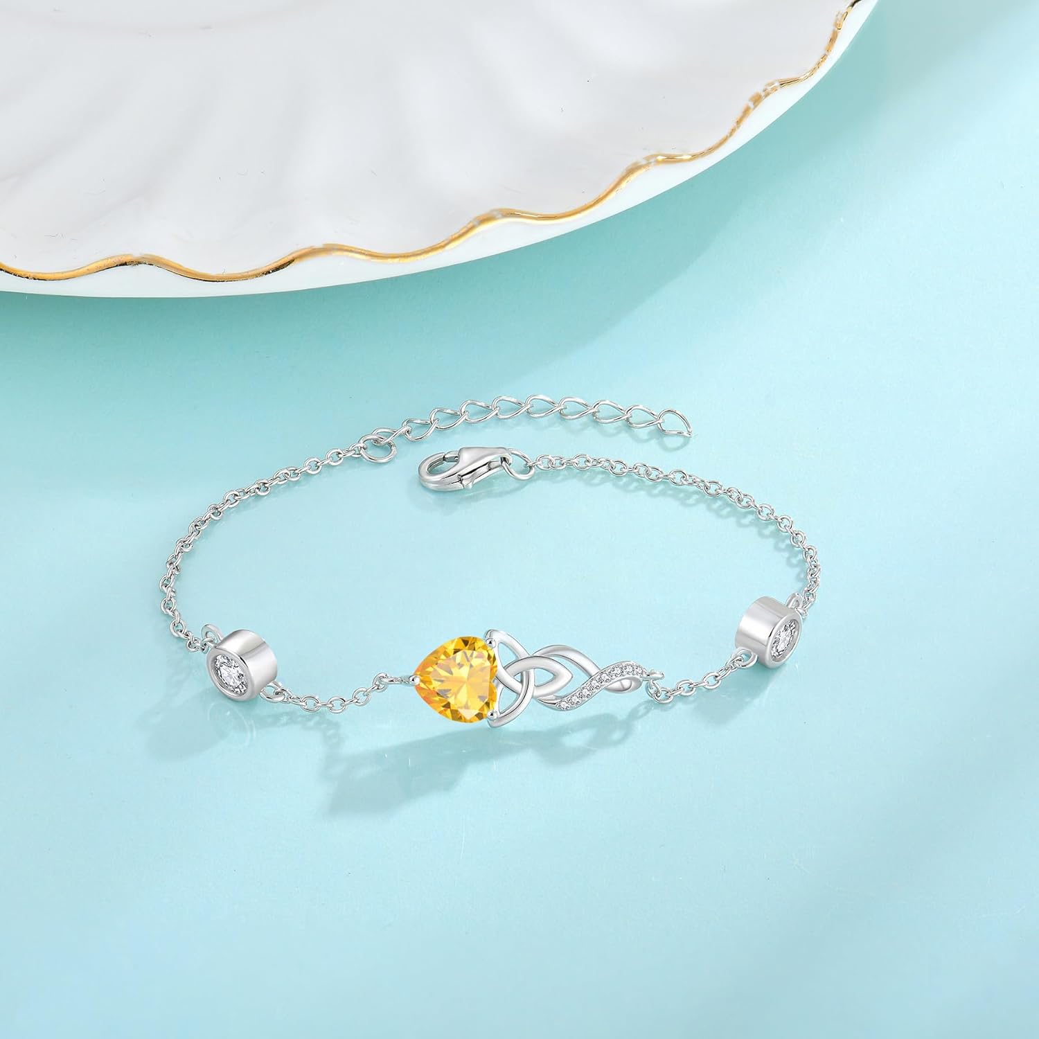 Inpasne Infinity Celtic Knot Bracelet 925 Sterling Silver Birthstone Bracelet Irish Jewelry Gifts for Women - Image 3