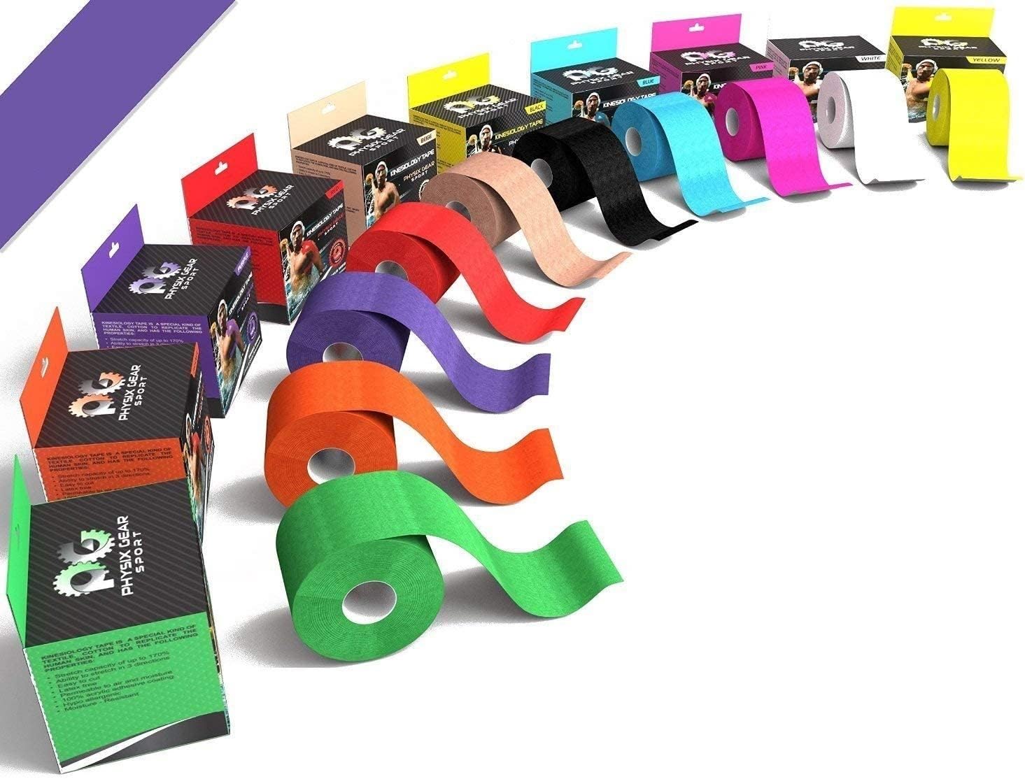Kinesiology Tape Pro - Sports Tape for Injury, Pregnancy, Knee, Joint, Swelling, Strains - Waterproof Athletic Tape for Muscle Support & Improved Blood Circulation (with e-Guide)