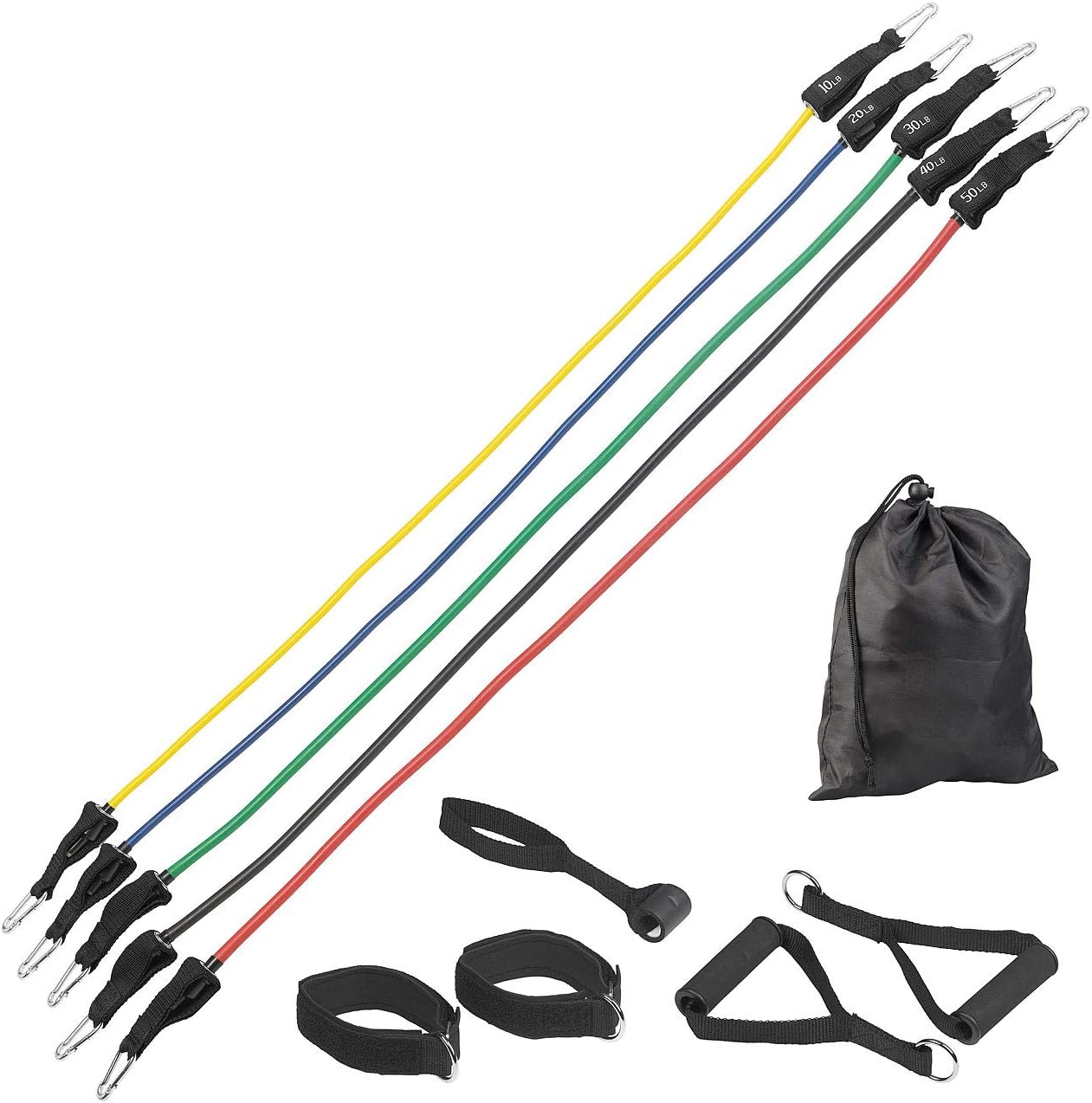 PEARL Fitnessbänder Set - 5 Widerstandsstufen Mit Türanker & Griffen