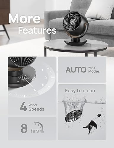 Miniatura 7 de Dreo Ventilador para habitación, difusor de aire de escritorio con control remoto, de 11 pulgadas, potente flujo de aire de 60 pies, manual vertical