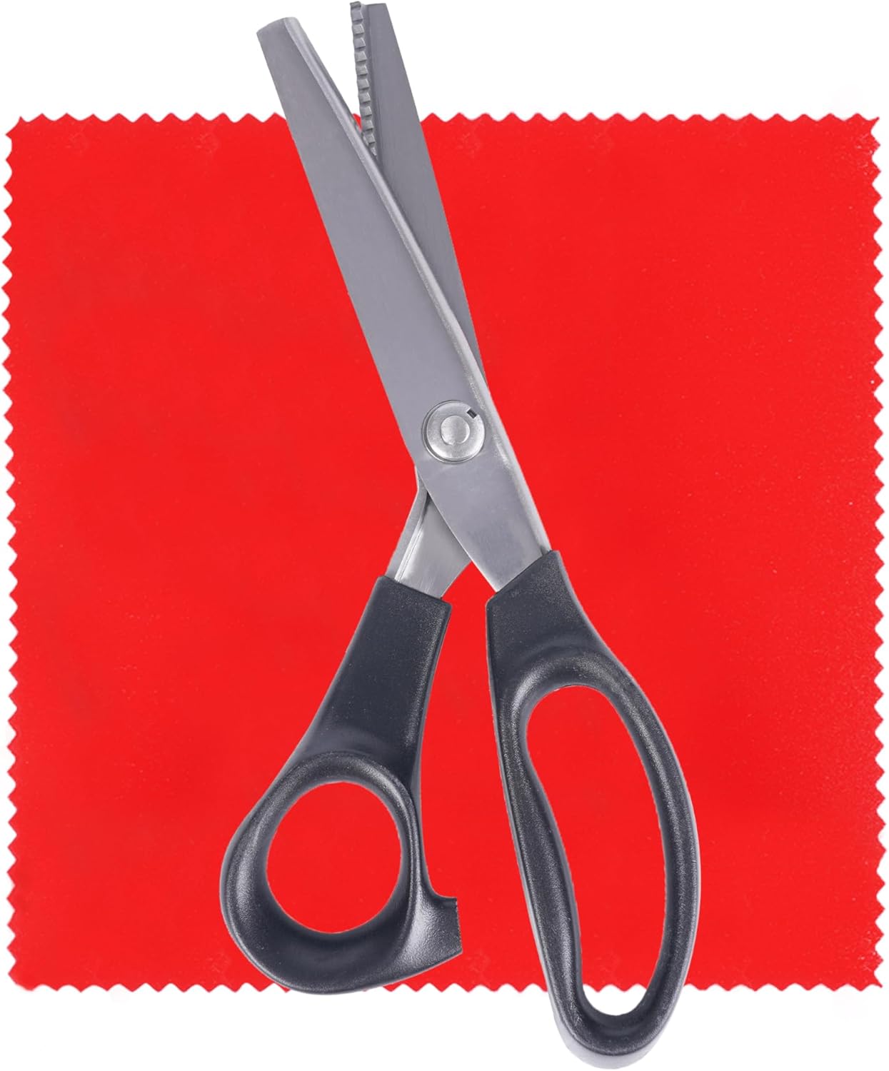Zig Zag Scissors (Pinking Shears) & Scalloped Scissors 4-Piece Set - Small (3mm Teeth) & Large (7mm Teeth) Pinking Shears and Scalloped Shears for Sewing and Crafting, 9-inch Length
