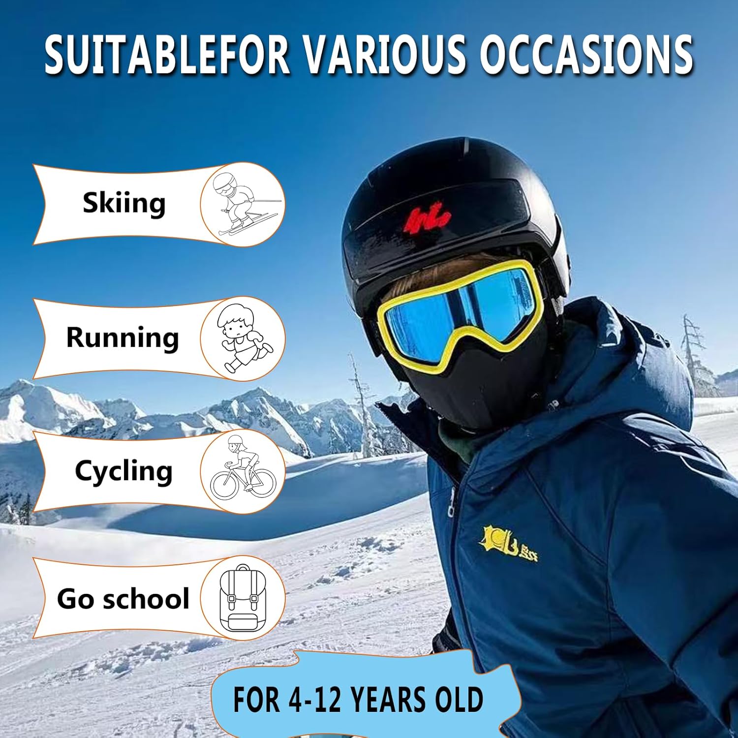 Kids Winter Balaclava Ski Mask Face Mask, Cold Weather Fleece Neck Warmer Full Face Cover for Boys Girls Ages 4–10 - Image 5