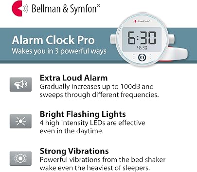Vibrating Alarm Clock Bed Shaker with LED Flash Alert for Hard of Hearing | Features Backup Battery, Multiple Alarm Settings, and Adjustable Vibration for Dependable Wake-Up Notifications Every day.