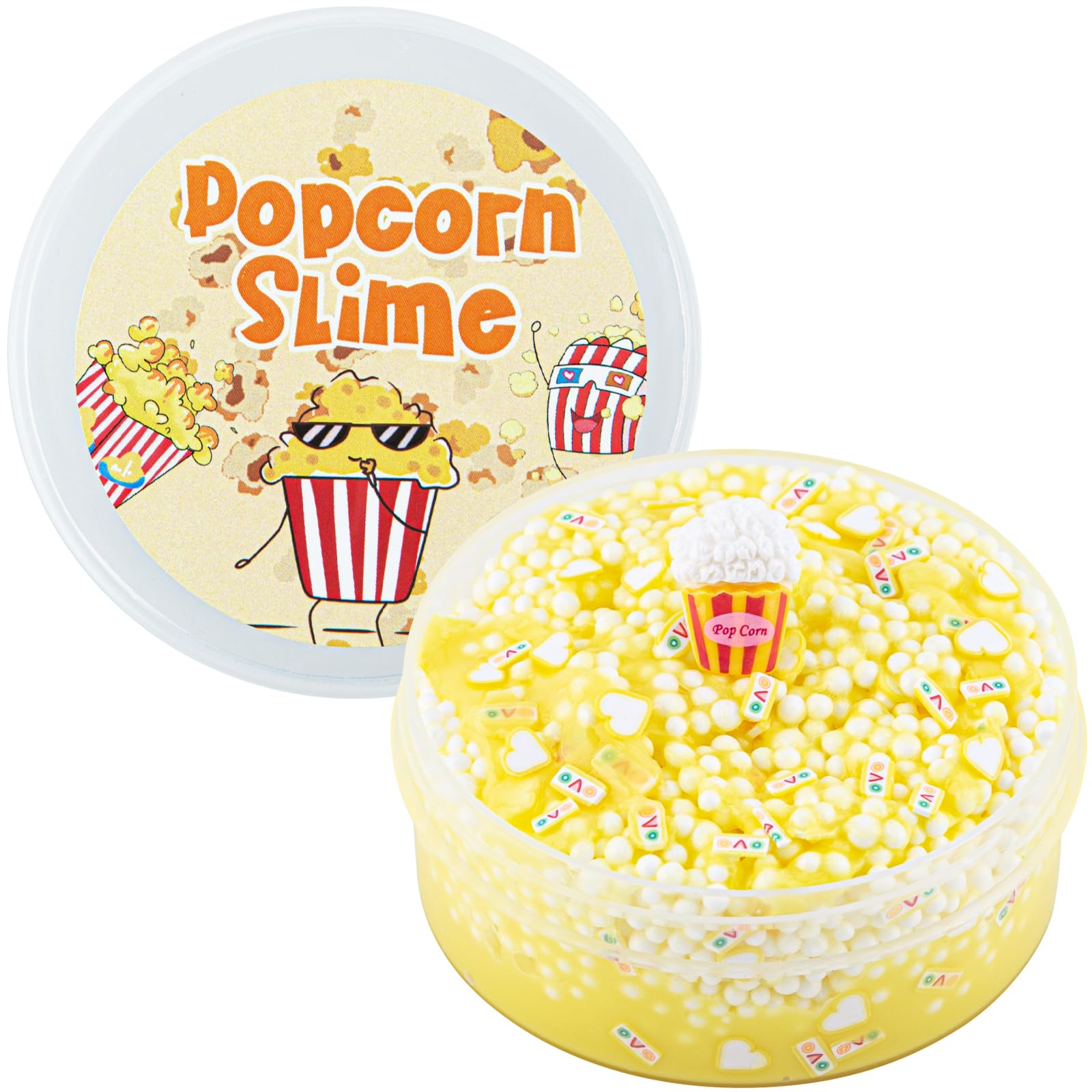 Yellow Popcorn Foam Slime, Good Stretchy and Non-Sticky Crunchy Slime, Slime Party Favors for Girls and Boys Ages 8-12, Slime Sensory Toys, Holiday Birthday Hallowmas Gift for Kids