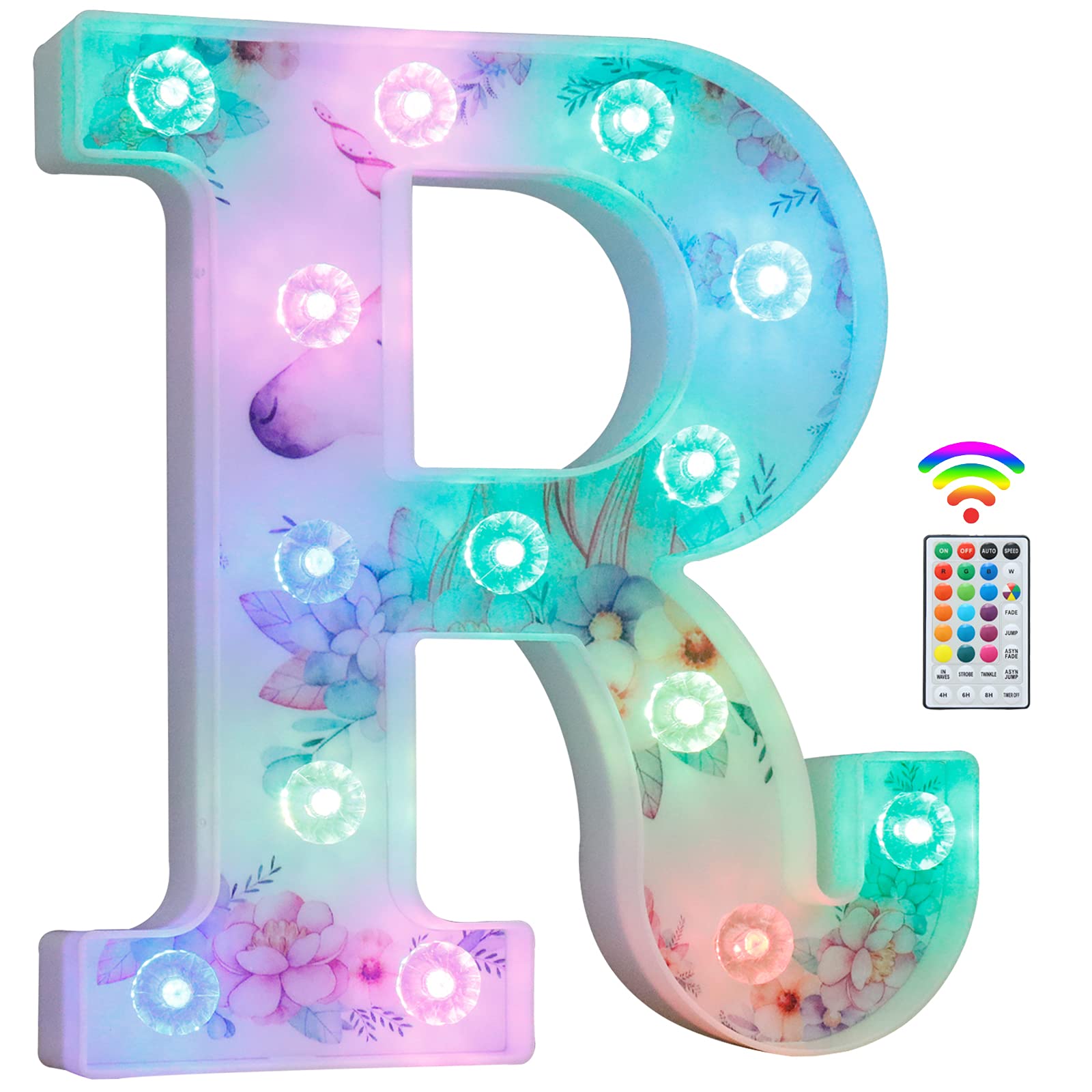 Unicorn LED Light Up Letters, 18 Color Changing Diamond Alphabet Sign Unicorn Gifts for Girls Women Party Birthday Decorations Remote Night Light Christmas Valentine Wall Table Decor - A — view 17