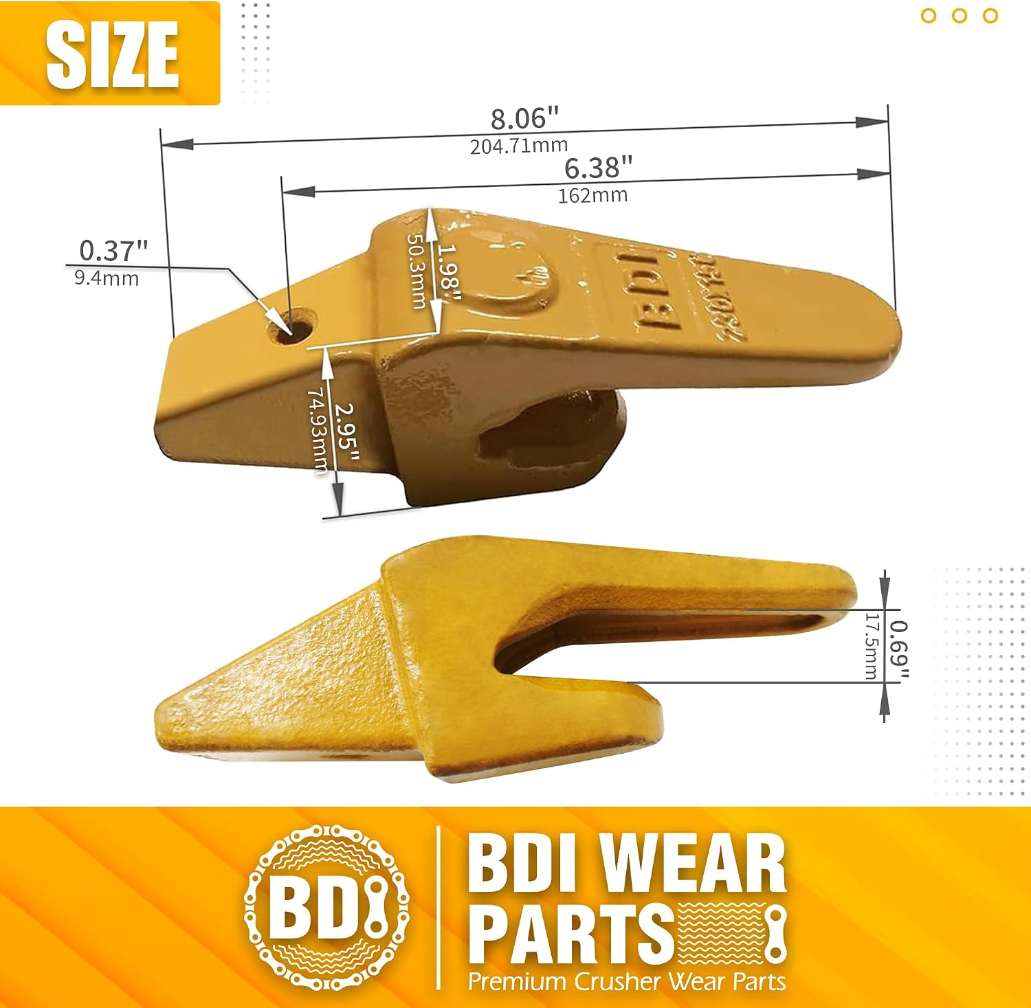 BDI Wear Parts 230X156 Teeth Adapter, Mini Excavator Weld On Shanks for X156L X156S X156T X156WT Style Bucket Teeth-5PK