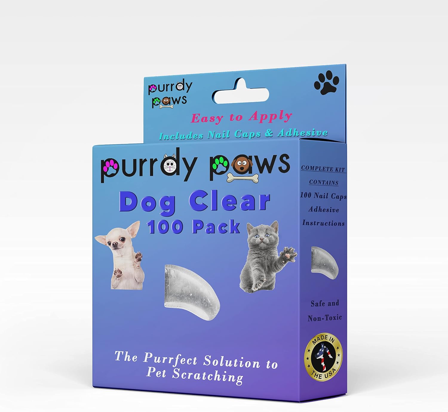 Purrdy Paws 100 Pack Soft Nail Caps for Dog Claws Clear Medium