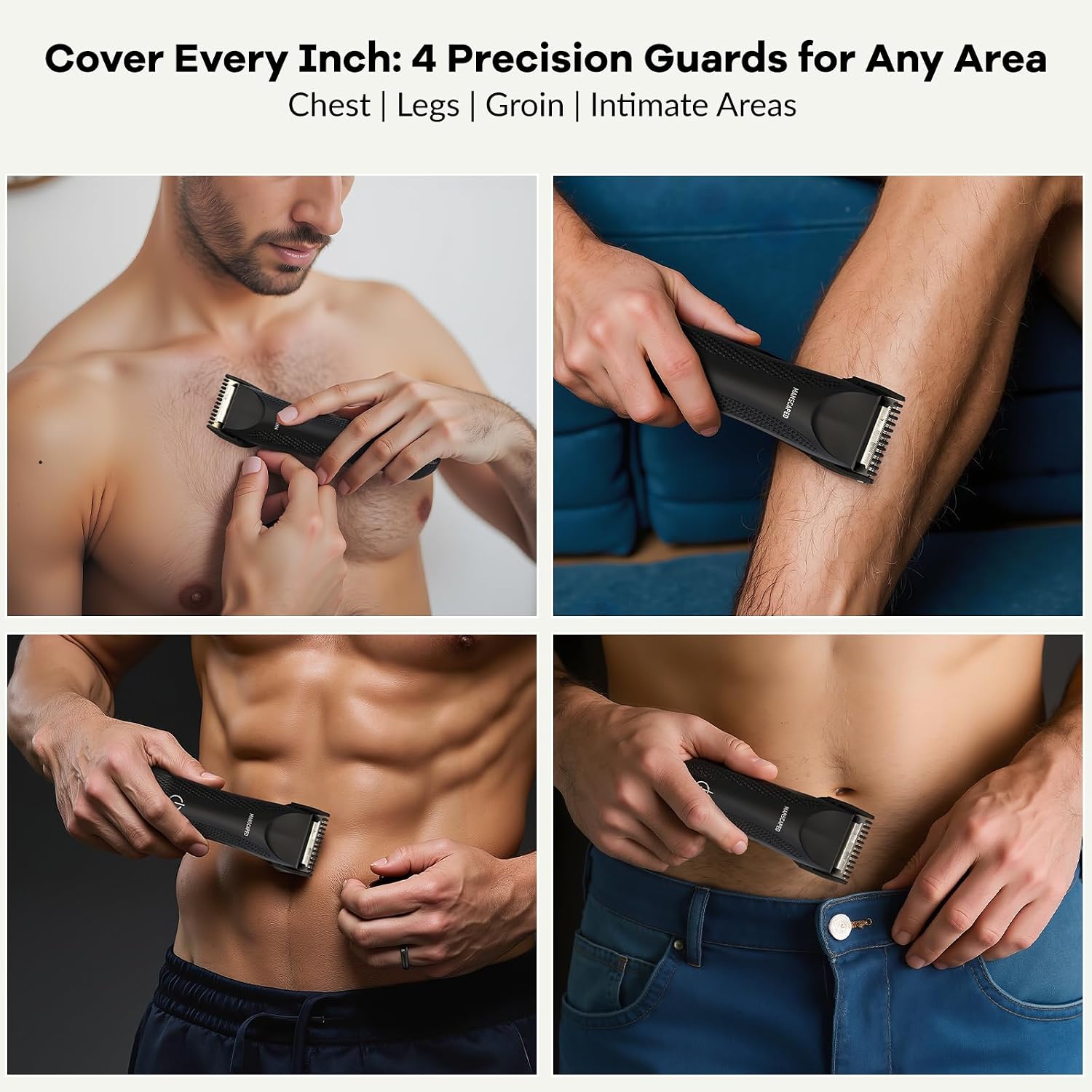 Guards for Manscaped 4.0 - Skin-Safe Trimmer Attachments, Precision Fit Cutting Guides Comb Replacement (4-Pack)