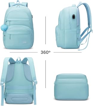 YAMTION School Backpack for Teen Girls & College Students,Large Capacity Laptop Backpack Bookbag for School Travel,Blue