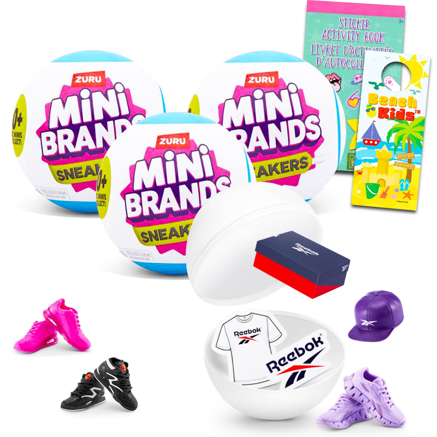 ZURU Mini Brands Sneakers Mystery Set - 3 Pack Surprise Mini Sneakers Toys Mystery Bundle with Stickers, More | Mini Brands Sneakers Series