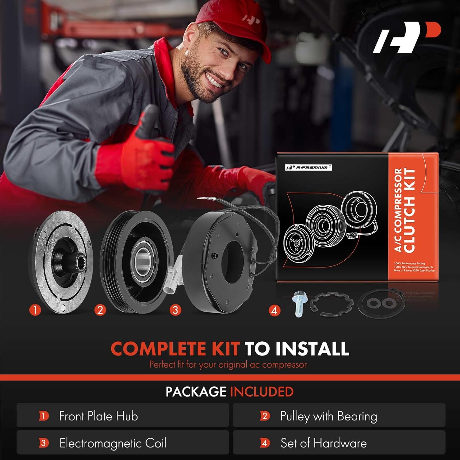 A-Premium Air Conditioner AC Compressor Clutch Kit Compatible with Toyota Tundra 2000-2004, T100 1995-1998, 3.4L