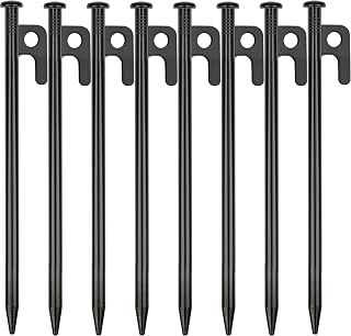 8 Pack Tent Stakes Heavy Duty Metal Tent Pegs for Camping Steel Tent Stakes 8 inch Unbreakable and Inflexible