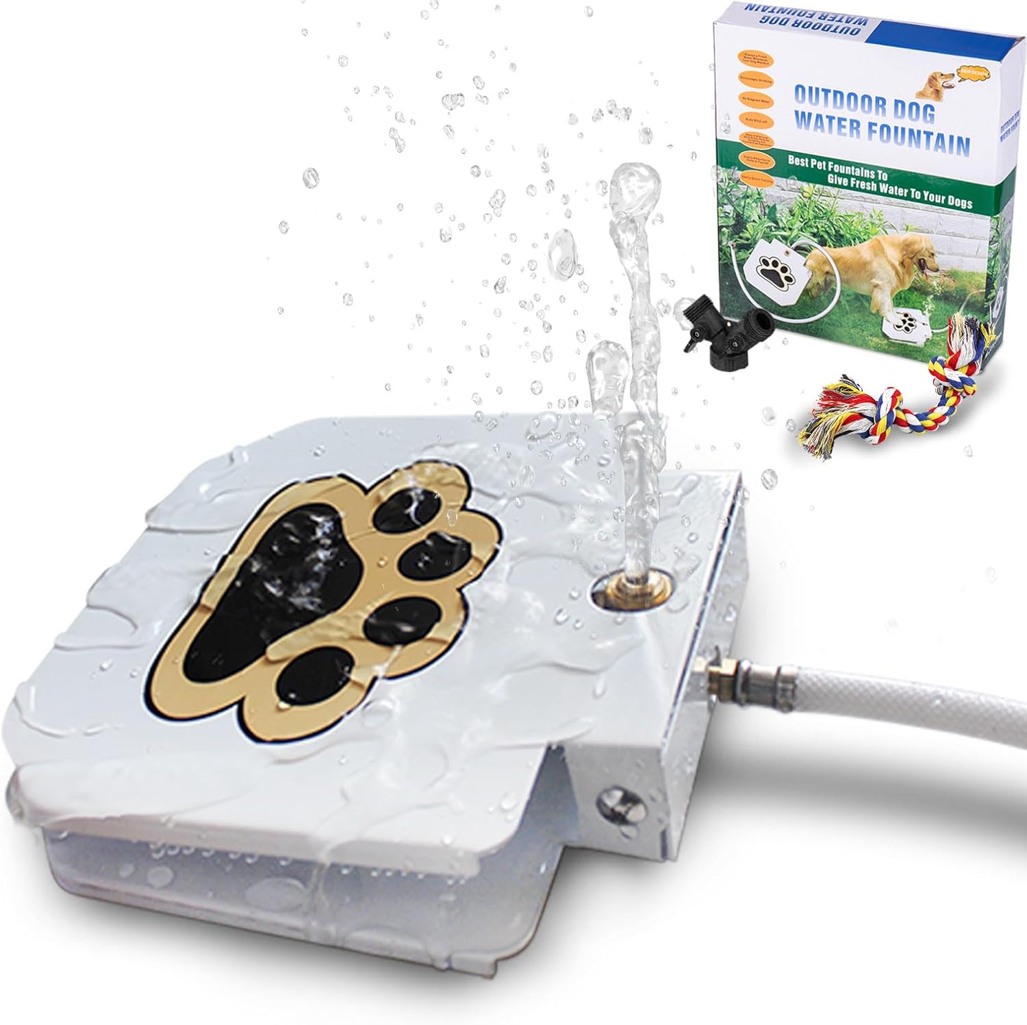 BACOENG Outdoor Dog Water Fountain Step On, Dog Sprinkler Paw Activated for Large Dogs, Pet Drinking Water Fountain with Upgraded Valve
