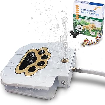 BACOENG Outdoor Dog Water Fountain Step On, Dog Sprinkler Paw Activated for Large Dogs, Pet Drinking Water Fountain with Upgraded Valve