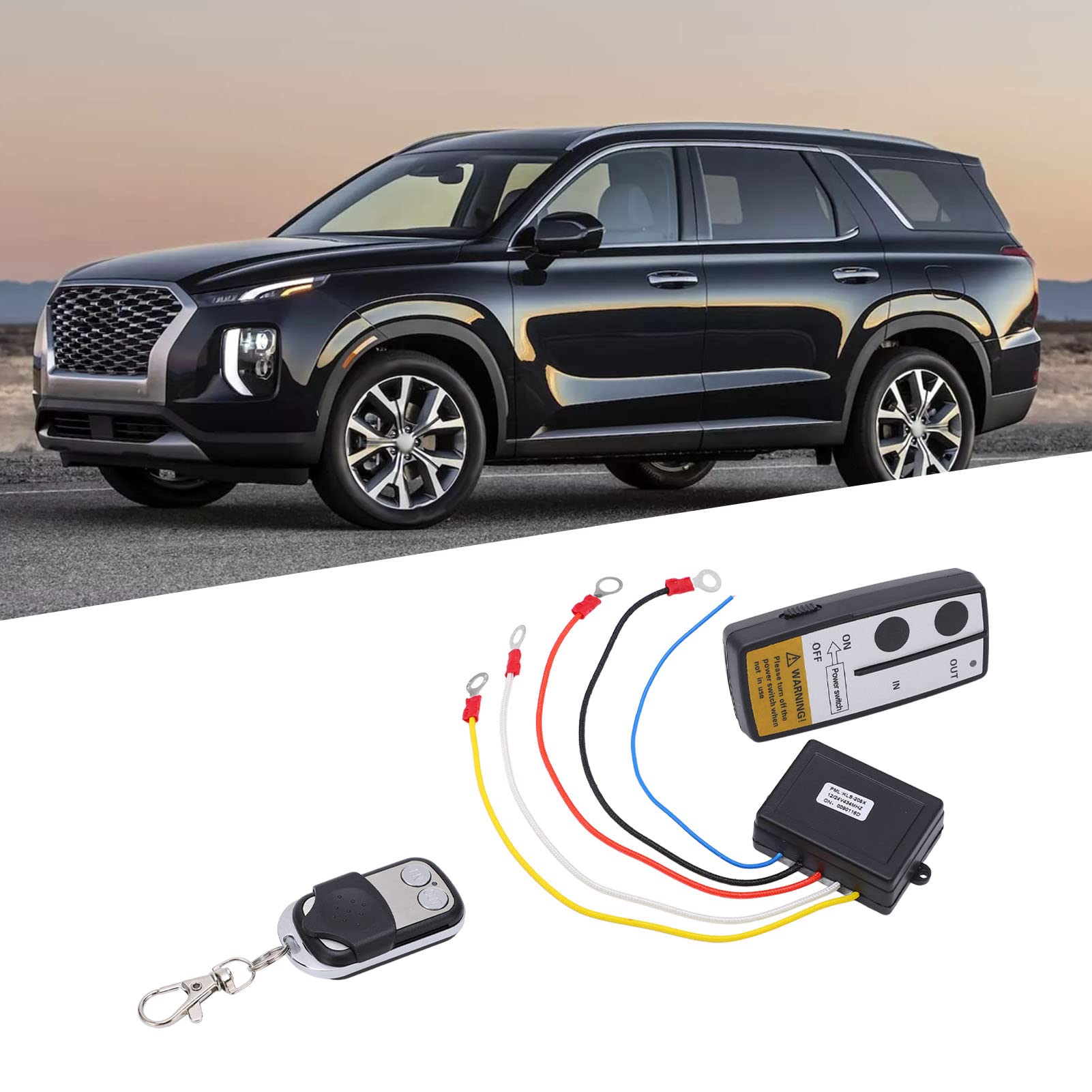 Kit di Telecomando per Verricello Wireless, Camion Controller Interruttore Verricello Wireless Controllo DC12V 24V Impermeabile Set Ricevitore Remoto con Ricevitore per Auto Fuoristrada ATV SUV