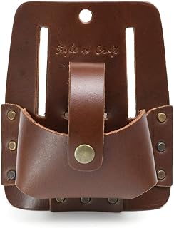 Style n Craft Extra Large Tape Holder, Full-Grain Leather Tool Pouch, Dark Tan (#98014) 