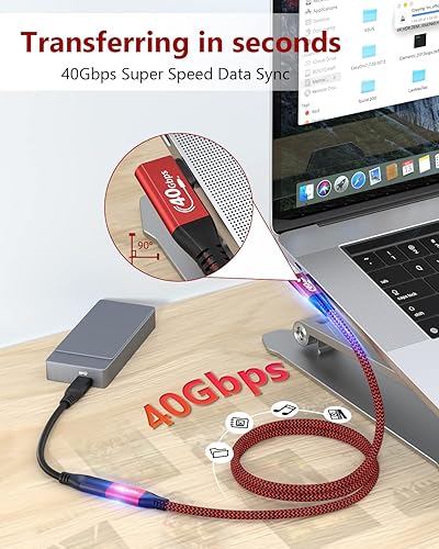 Miniatura 3 de RIITOP Cable de extensión USB4 de 40 Gbps [2.6 pies, en ángulo], USB tipo C 4.0 macho a hembra, cable en ángulo de 90 grados, compatible con