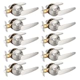 Probrico (10 Pack Unlocking Passage Door Levers Keyless Door Handles with Satin Nickel Finish for Hallway/Closets/Laundry Rooms, Home/Office Use