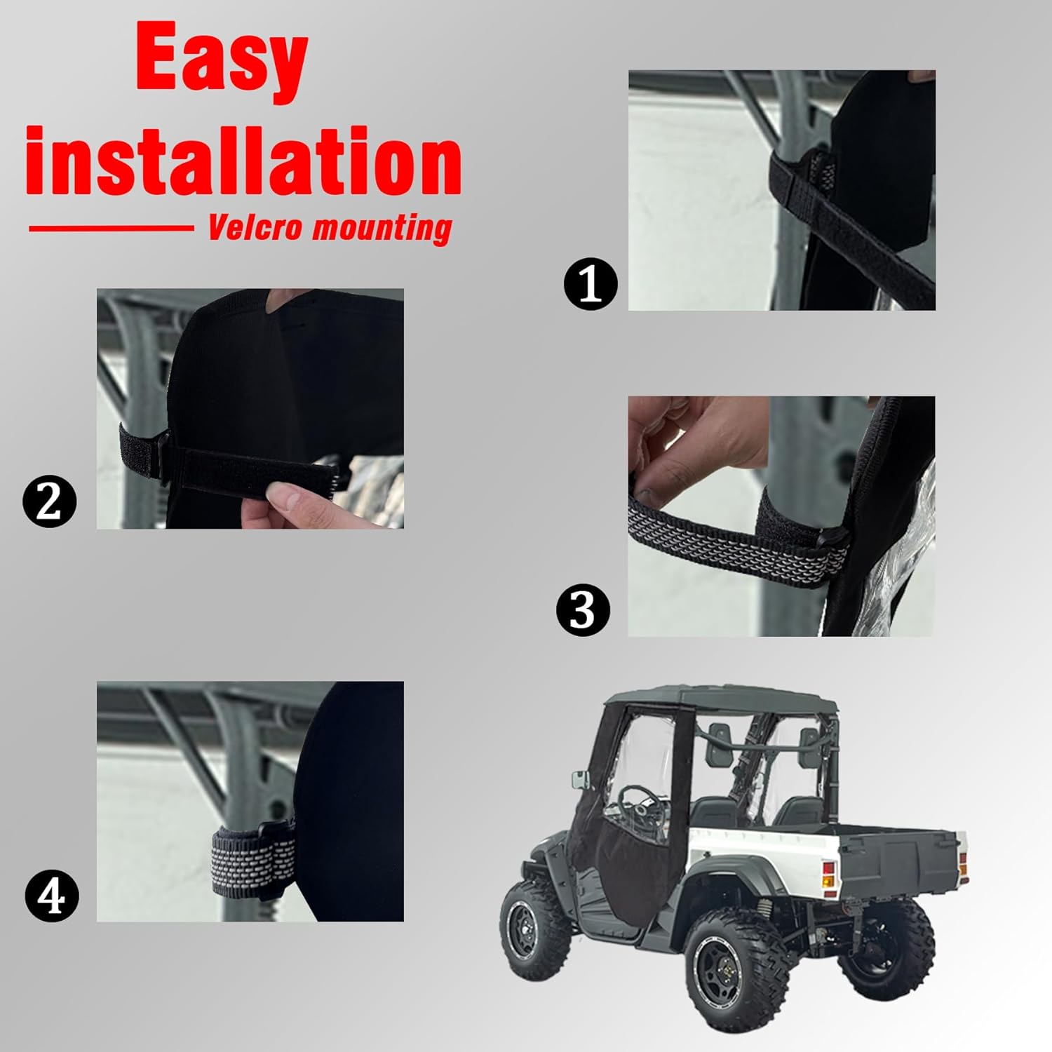 Soft Cab Enclosure Side Door, 900D Oxford Cloth for Hisun 500 700, Axis 500 700, Heavy Duty Zipper Window for Coleman 500 700, Massimo MSU500