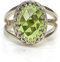 Vista 4 de Remarkable Peridot Ring - 10x14mm Oval Peridot Birthstone in Sterling Silver - Stunning August Birthstone Rings - Handmade Peridot Rings for Women