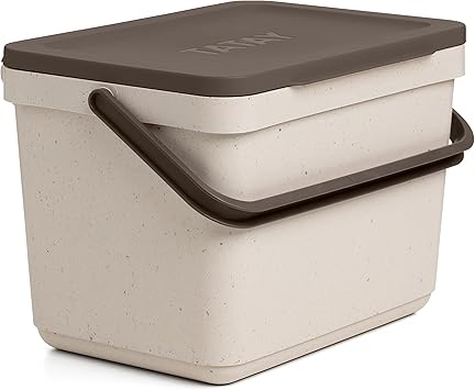 TATAY Cubo Organico Smart 6L | Cubo de Basura Cocina sin Soporte | Diseño Compacto y Funcional | Materiales 100% Reciclados | 26,5x20,5x18,5 cm, Color Ecohome