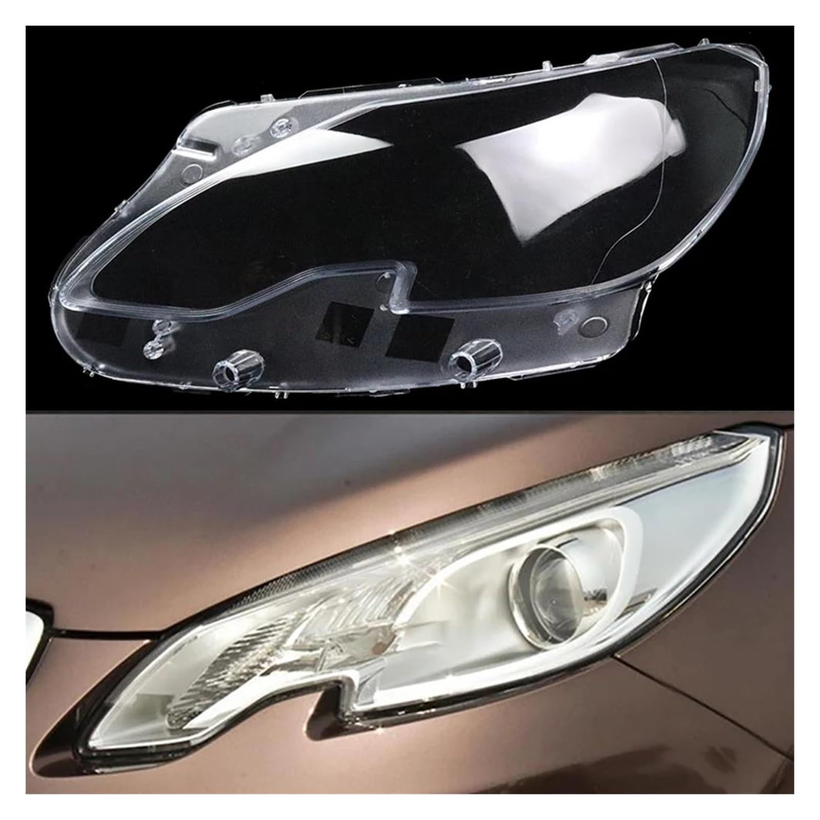 Coche Lámpara Cubierta Para Peugeot 2008 2014 2015 2016 2017 2018 Pantalla Transparente Pantalla Lámpara Plexiglás Carcasa Faro Delantero Lente Cubierta Faro(Izquierda)