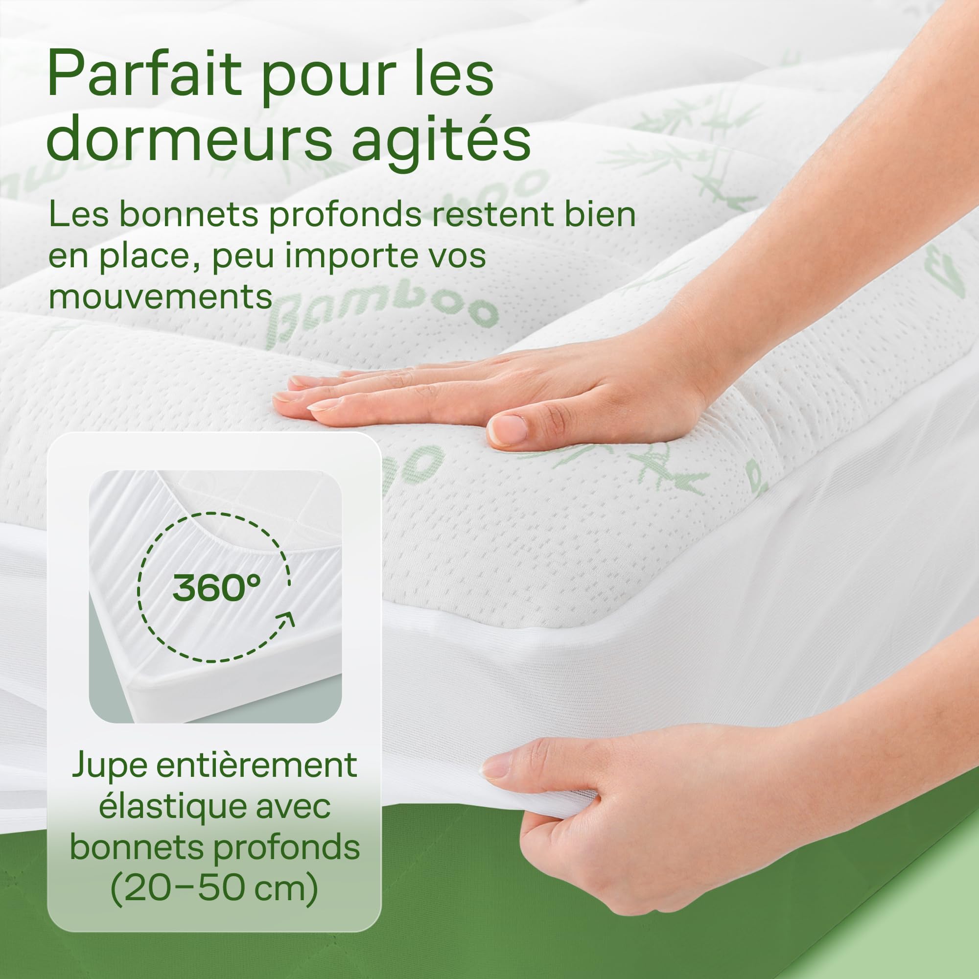 Niagara Bamboo Mattress Topper 140 x 190 cm, Breathable, Cooling on Double Mattress 140x190 with Deep Pockets for Mattress 20-50 cm