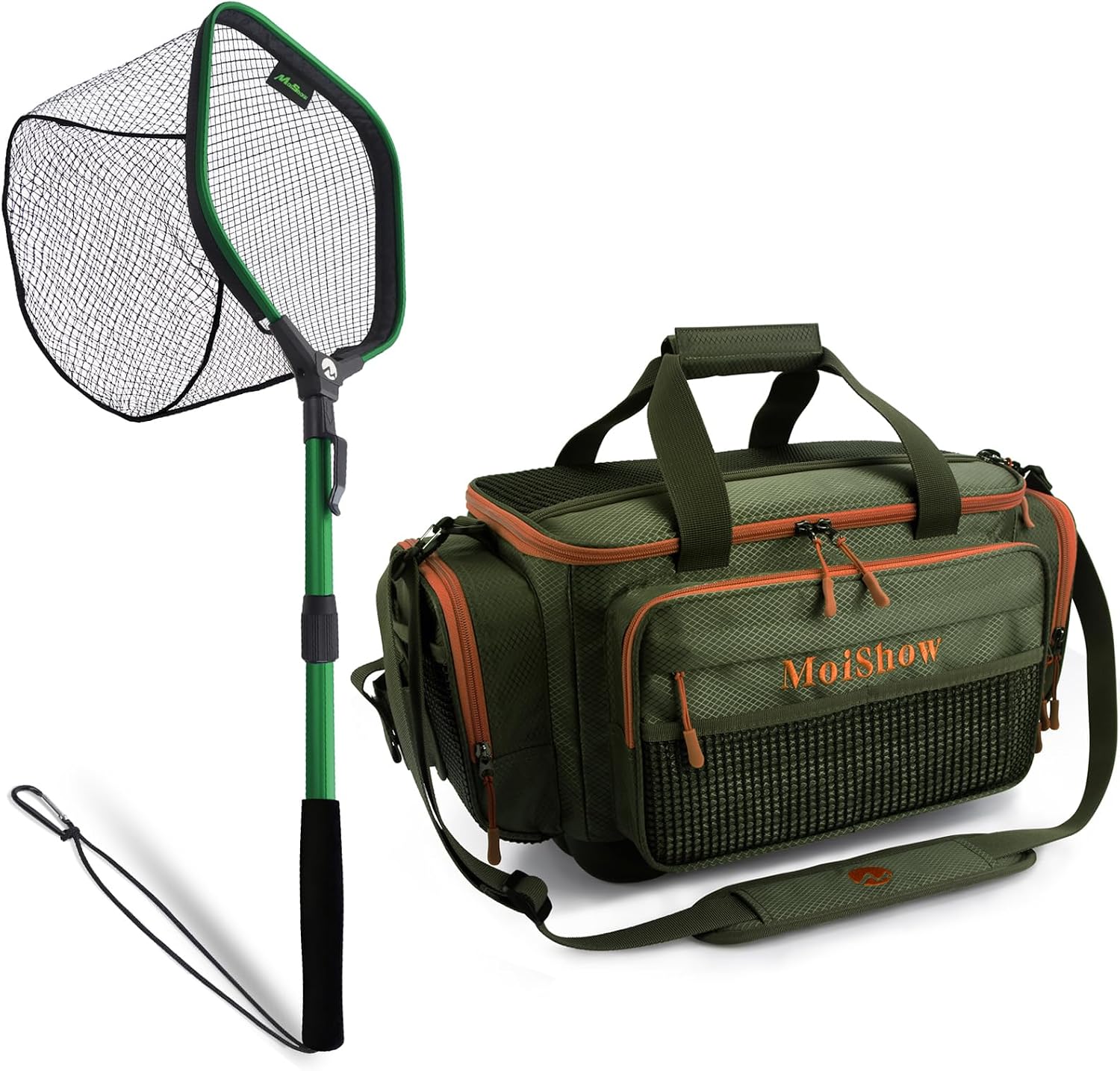 Fishing Tackle Bag - Floating Fishing Net Fish Landing Net - Lightweight Rubber Coated Fish Net for Easy Catch & Release