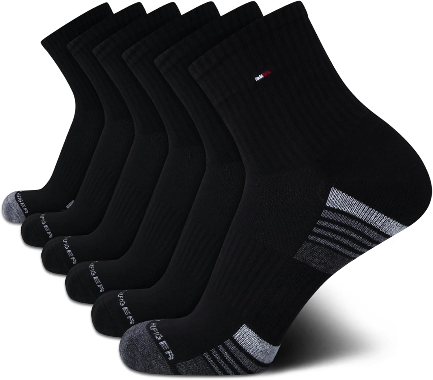 Tommy Hilfiger Mens Quarter Socks - 6 Pack Athletic Performance Cushioned High Quarter Length Ankle Socks for Men for Running