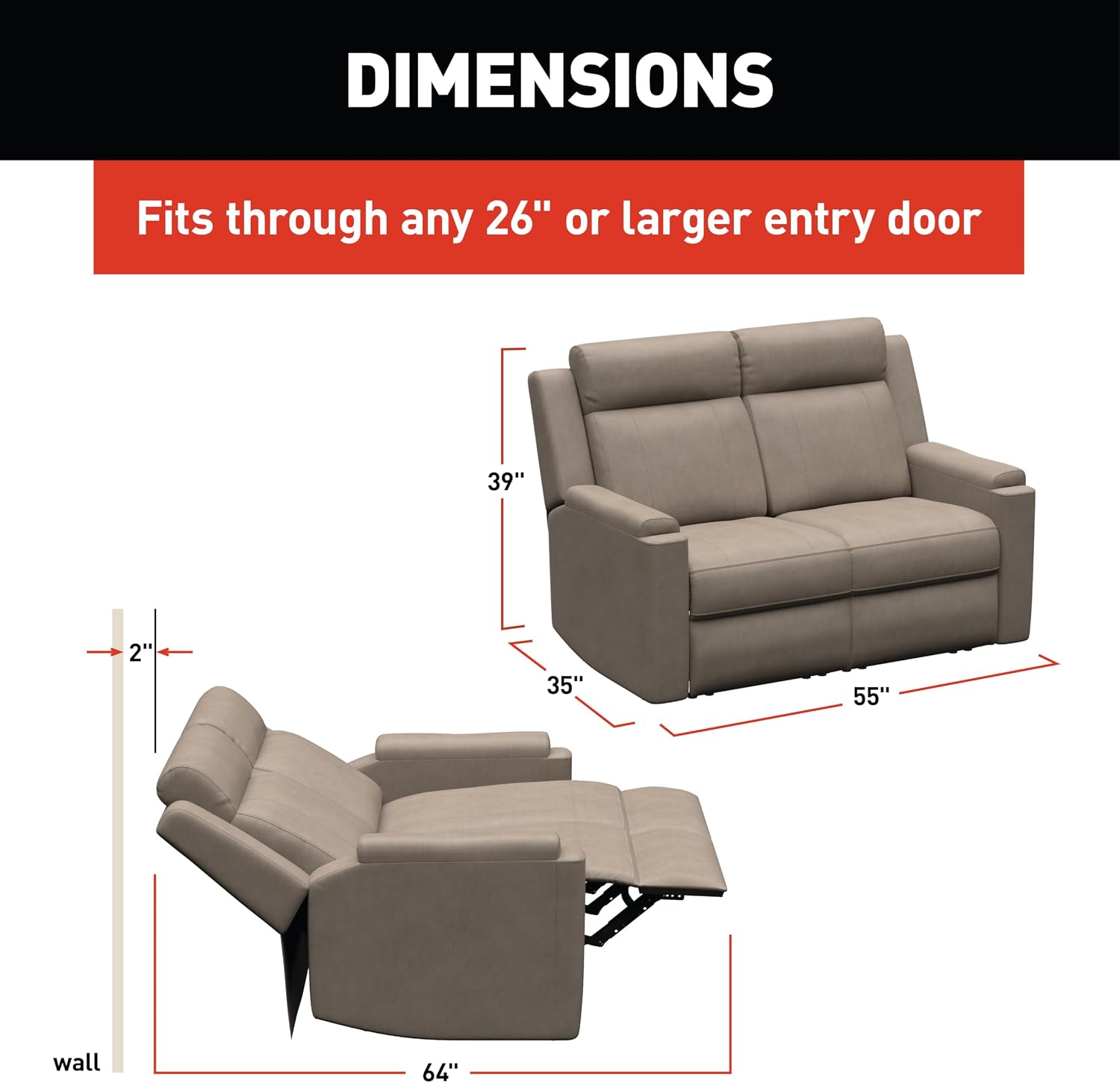 Thomas Payne Signature Heritage Series Driftwood RV Theater Seating Loveseat Recliner Set with Manual Recline, High-Density Foam Cushioning - 2024117108
