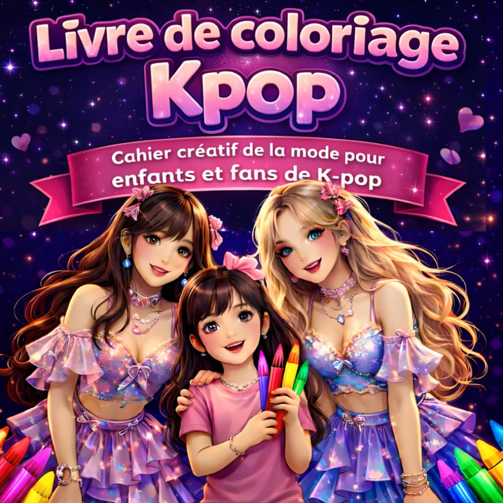 Livre de coloriage Kpop: Cahier créatif de la mode pour enfants et fans de K-pop : Crée ton groupe, design tes idoles et deviens styliste de stars ! (Creative Kpop Gifts & Books for Kids)